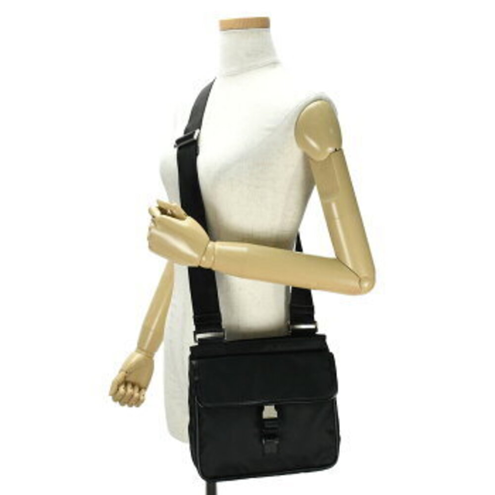 Prada Black Logo Leather Shoulder Crossbody Triangle Bag Saffiano Tessuto - Picture 8 of 8